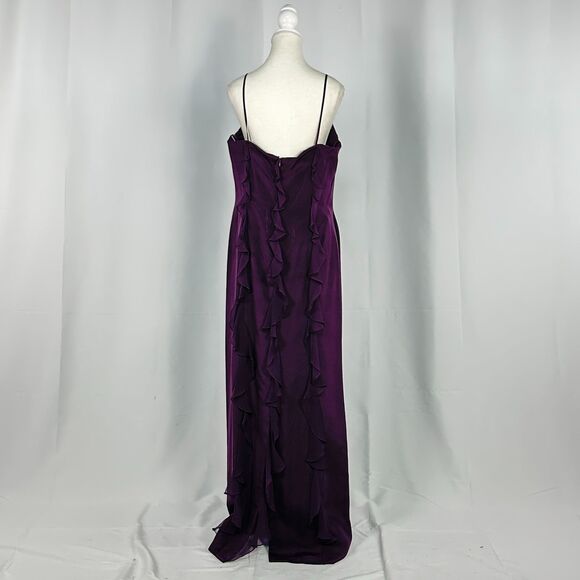 Jovani 100% Silk Purple Open Back Maxi Dress Formal Goth Emo New With Tag Sz 16 - Picture 4 of 6